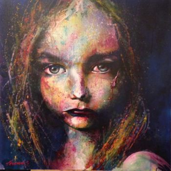 Painting titled "Violette" by Stephane Texereau, Original Artwork, Acrylic Mounted on Wood Stretcher frame
