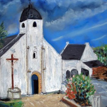 Painting titled "église-de-locmaria.…" by Stephane Thery, Original Artwork, Pastel