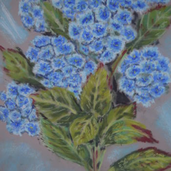 Painting titled "hortensia-bleu.jpg" by Stephane Thery, Original Artwork