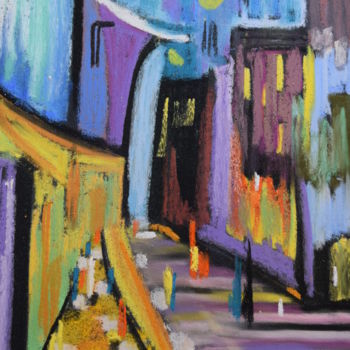 Pittura intitolato "rue-de-nuit.jpg" da Stephane Thery, Opera d'arte originale
