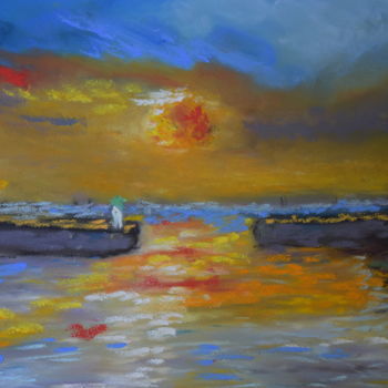 Painting titled "soleil-couchant.jpg" by Stephane Thery, Original Artwork