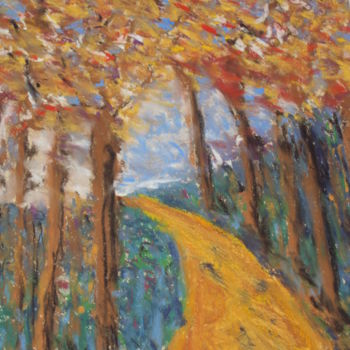 Painting titled "sentier d'automne" by Stephane Thery, Original Artwork