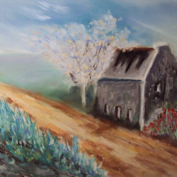 Painting titled "maison à belle ile…" by Stephane Thery, Original Artwork, Pastel