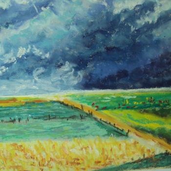 Painting titled "chemin à belle ile…" by Stephane Thery, Original Artwork, Pastel