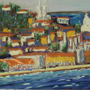 Painting titled "lisbonne" by Stephane Thery, Original Artwork, Pastel