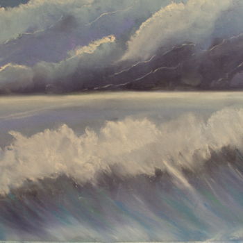 Painting titled "vague et nuage" by Stephane Thery, Original Artwork, Pastel
