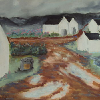 Painting titled "village bellilois" by Stephane Thery, Original Artwork, Pastel