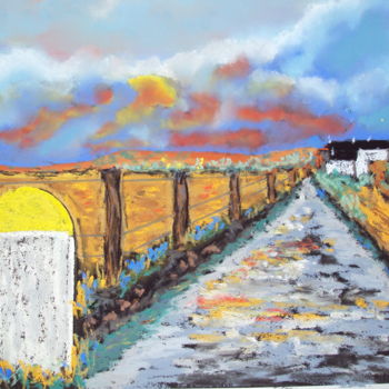 Painting titled "route des Poulins" by Stephane Thery, Original Artwork, Pastel