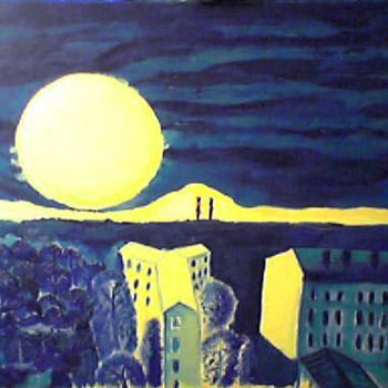 Painting titled "Pleine lune" by Steph, Original Artwork