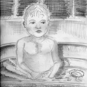 Drawing titled "BB au bain" by Steph, Original Artwork, Other