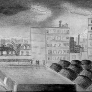 Drawing titled "Fontenay nuit 2" by Steph, Original Artwork, Other