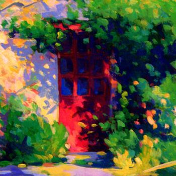 Peinture intitulée "la-porte-rouge" par Stéphane Le Lay, Œuvre d'art originale, Acrylique