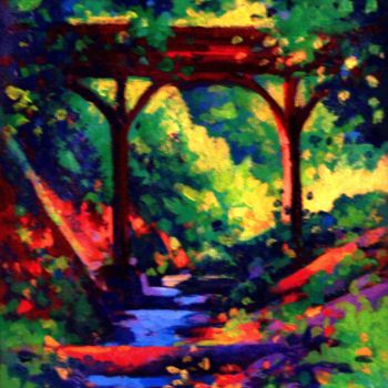 Painting titled "Sous-bois, rivière…" by Stéphane Le Lay, Original Artwork, Acrylic