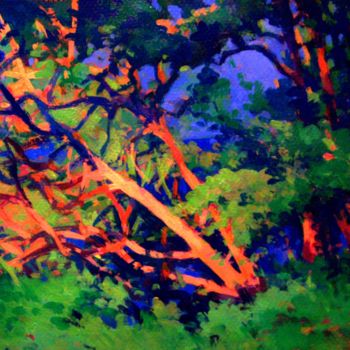 Malerei mit dem Titel "Groupe d'arbres en…" von Stéphane Le Lay, Original-Kunstwerk, Acryl