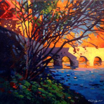 Painting titled "Rivage en automne" by Stéphane Le Lay, Original Artwork, Acrylic