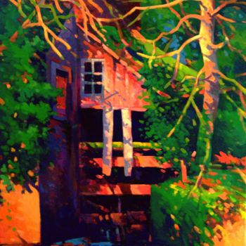 Peinture intitulée "Le vieux moulin" par Stéphane Le Lay, Œuvre d'art originale, Acrylique