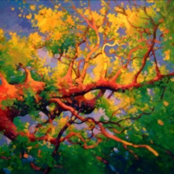 Peinture intitulée "Le grand chêne" par Stéphane Le Lay, Œuvre d'art originale, Acrylique
