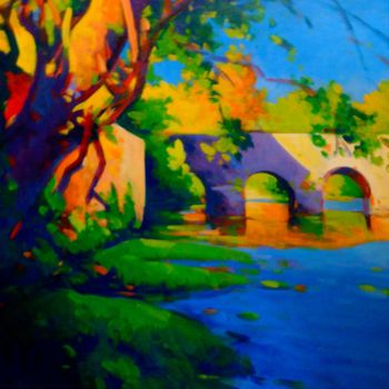 Peinture intitulée "Vue sur le pont." par Stéphane Le Lay, Œuvre d'art originale, Acrylique