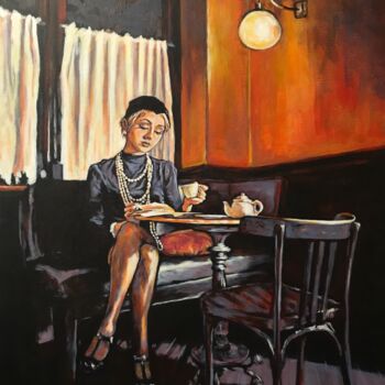 Painting titled "Au salon de thé" by Stéphane Petit, Original Artwork, Acrylic