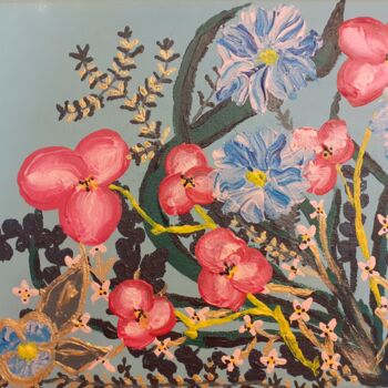 Pittura intitolato "Méli-mélo de fleurs" da Stéphanie Beauvais, Opera d'arte originale, Acrilico Montato su Telaio per barel…