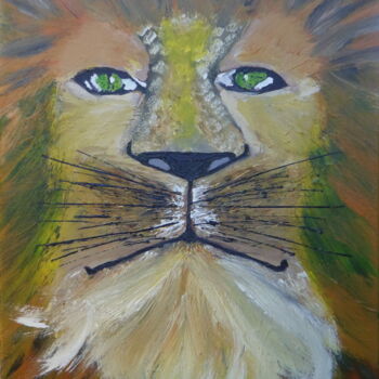 Painting titled "Aslan" by Stéphanie Beauvais, Original Artwork, Acrylic Mounted on Wood Stretcher frame