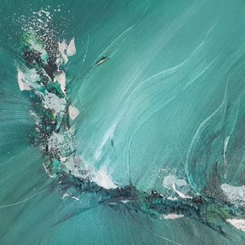 Painting titled "Ondes verte" by Stéphanie Bonsignore Montaggioni, Original Artwork, Acrylic