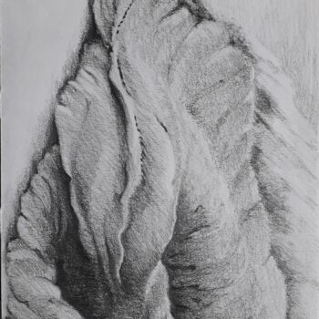 Drawing titled "plis sans courbure" by Stéphanie Cerdeira, Original Artwork, Pencil