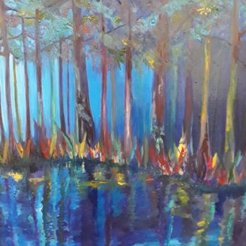 Painting titled "forêt féerique" by Etteilla, Original Artwork, Oil