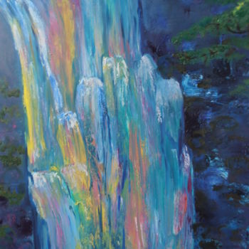 Peinture intitulée "Cascade féerique" par Etteilla, Œuvre d'art originale, Huile