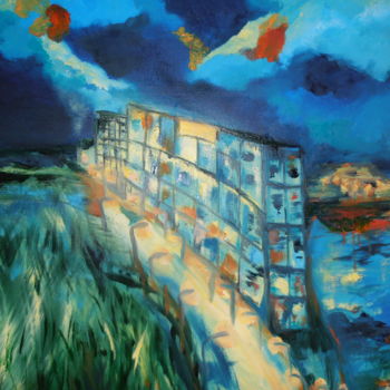 Schilderij getiteld "Sea by night" door Etteilla, Origineel Kunstwerk, Olie