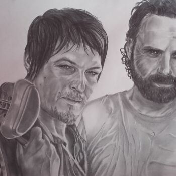 Drawing titled "Daryl et Rick - The…" by Stéphanie Delanoe, Original Artwork, Graphite