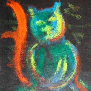 Painting titled "LE CHAT" by Stéphanie Galmiche, Original Artwork, Acrylic