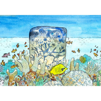 Peinture intitulée "Taza mar" par Stéphanie Logeais (Steff), Œuvre d'art originale, Aquarelle