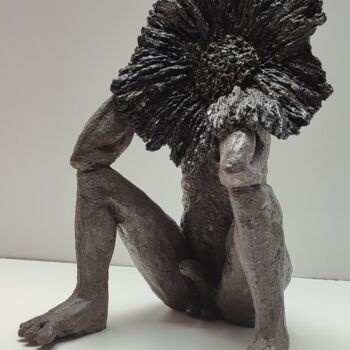Sculpture titled "l'homme fleur" by Stéphanie Mélusine, Original Artwork, Clay