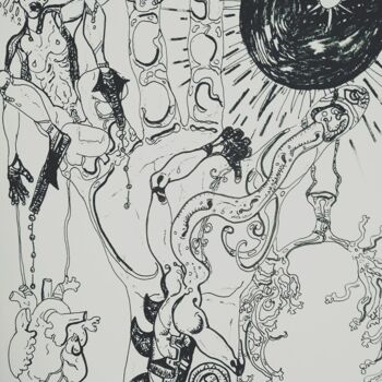 Dessin intitulée "les prophètes" par Stéphanie Mélusine, Œuvre d'art originale, Encre
