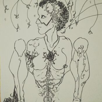Drawing titled "Cristaux" by Stéphanie Mélusine, Original Artwork, Ink