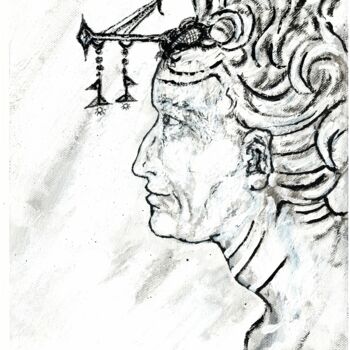 「homme chaman」というタイトルの描画 Stéphanie Mélusineによって, オリジナルのアートワーク, インク