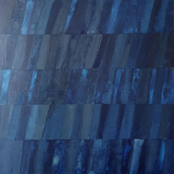 Painting titled "Monochrome Bleu 3" by Stéphanie Menard, Original Artwork, Acrylic Mounted on Wood Stretcher frame