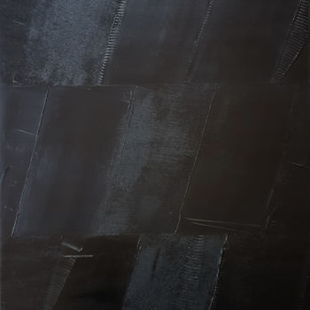 Painting titled "Monochrome Noir 26" by Stéphanie Menard, Original Artwork, Acrylic Mounted on Wood Stretcher frame