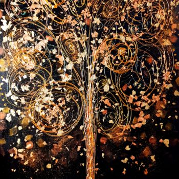 Картина под названием "Arbre de Vie N°3" - Stéphanie Menard, Подлинное произведение искусства, Акрил Установлен на Деревянна…