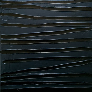 Painting titled "Monochrome Noir 32" by Stéphanie Menard, Original Artwork, Acrylic Mounted on Wood Stretcher frame