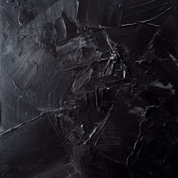 Painting titled "Monochrome Noir 38" by Stéphanie Menard, Original Artwork, Acrylic Mounted on Wood Stretcher frame
