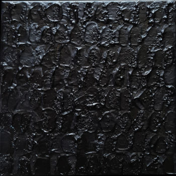 绘画 标题为“Monochrome Noir 41” 由Stéphanie Menard, 原创艺术品, 丙烯 安装在木质担架架上