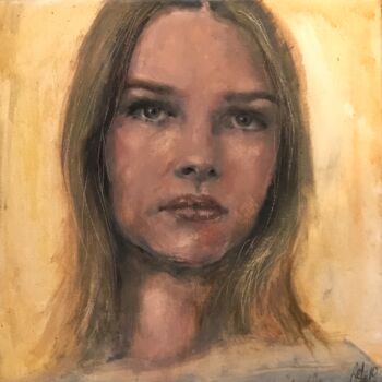 Painting titled "Woman in the 70's" by Stephanie Rebato, Original Artwork, Acrylic Mounted on Wood Stretcher frame