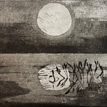 Incisioni, stampe intitolato "Riflessi" da Stephanie Tansini, Opera d'arte originale, Acquaforte Montato su Pannello di legno