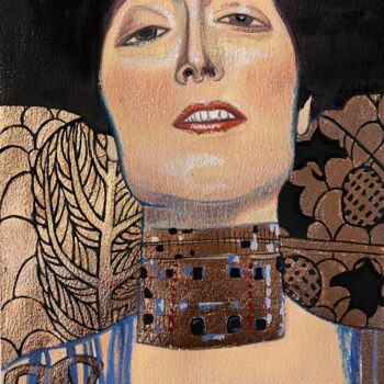 Pintura intitulada "Giuditta I" por Stephanie Tansini, Obras de arte originais, Aquarela Montado em Painel de madeira
