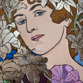 Ζωγραφική με τίτλο "The Flower" από Stephanie Tansini, Αυθεντικά έργα τέχνης, Ακρυλικό