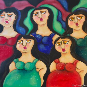 Pintura intitulada "Grupos de mujeres" por Stephanie Bernard, Obras de arte originais, Acrílico