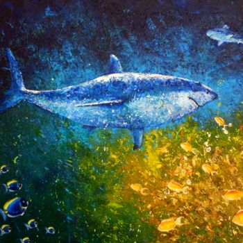 Painting titled "requin" by Stéphanie Delvoye, Original Artwork, Acrylic