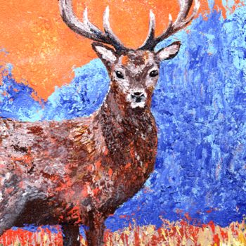 Painting titled "cerf" by Stéphanie Delvoye, Original Artwork, Acrylic